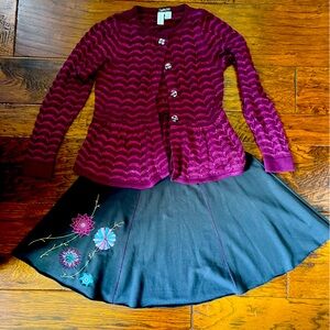 Matilda Jane Paint By Number Set Lot Fuscia Sweater Embroidered Skirt Size Small
